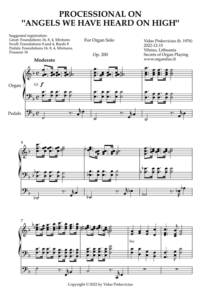 Processional on "Angels We Have Heard on High", Op. 200 (Organ Solo) by Vidas Pinkevicius