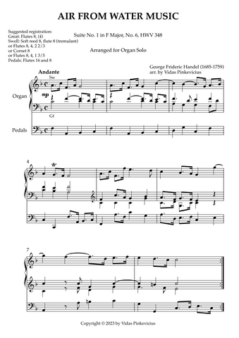 Air from Water Music (arr. for Organ Solo) by George Frideric Handel