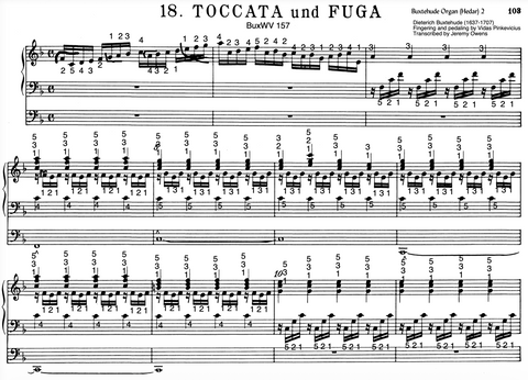 Toccata in F Major, BuxWV 157 by Dieterich Buxtehude  with Fingering and Pedaling