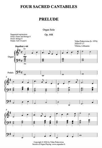 Four Sacred Cantabiles, Op. 448 (Organ Solo) by Vidas Pinkevicius