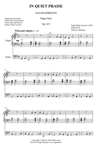 In Quiet Praise, Op. 451 (Organ Solo) by Vidas Pinkevicius