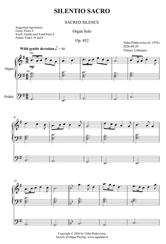 Silentio Sacro, Op. 452 (Organ Solo) by Vidas Pinkevicius