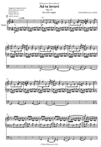 Ad te levavi, Op. 41 for solo organ (2018) by Vidas Pinkevicius