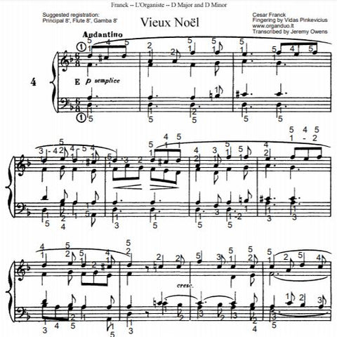 Andantino in D Minor from L'Organiste by Cesar Franck with Fingering