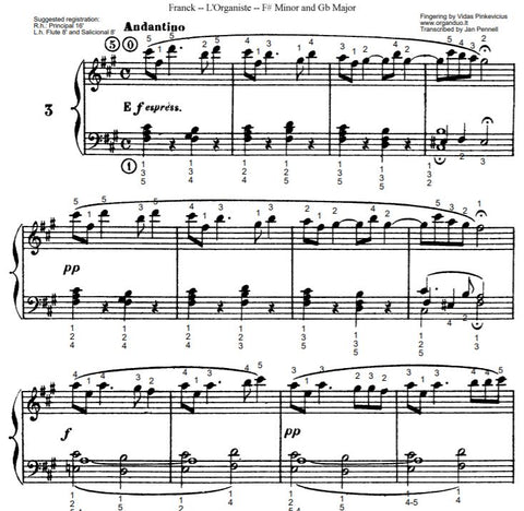 Andantino in F# Minor 2 from L'Organiste by Cesar Franck with Fingering