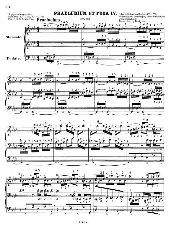 Prelude and Fugue in F Minor, BWV 534 by J.S. Bach
