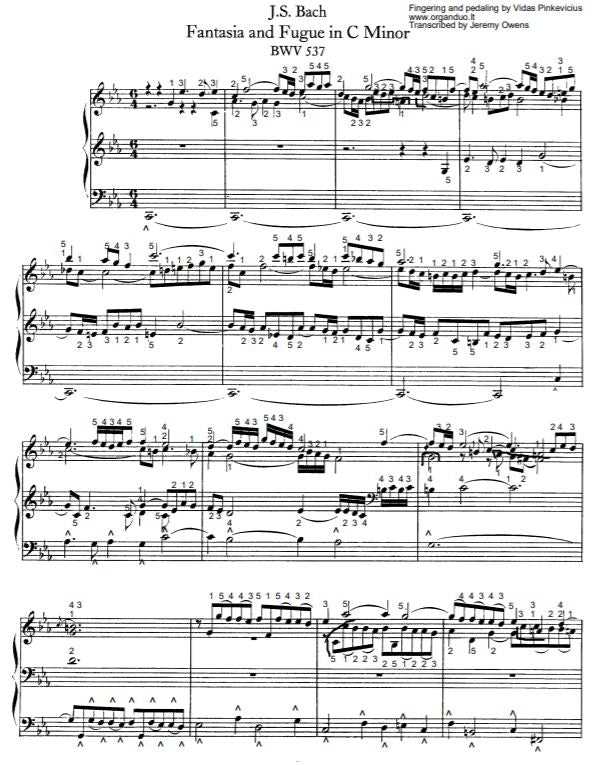 BWV 537 With Fingering And Pedaling