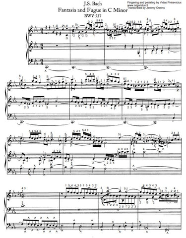 BWV 537 With Fingering And Pedaling