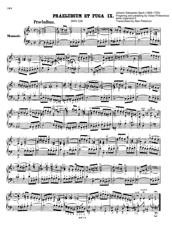 BWV 539 With Fingering And Pedaling