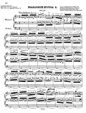 Toccata and Fugue in F Major, BWV 540 by J.S. Bach with fingering and pedaling