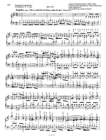 Dies sind die heiligen Zehn Gebot, BWV 679 by J.S. Bach
