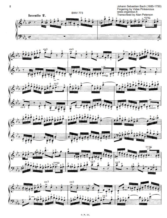Two Part Invention No. 2 in C Minor, BWV 773 by J.S. Bach