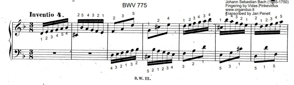 Two Part Invention No. 4 in D Minor, BWV 775 by J.S. Bach
