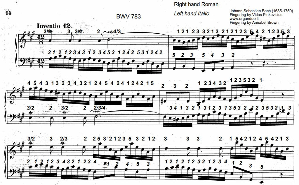 Two Part Invention No. 12 in A Major, BWV 783 by J.S. Bach