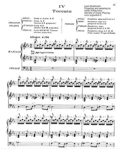 Boellmann Toccata With Fingering And Pedaling