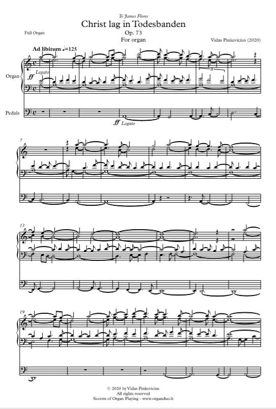 Christ lag in Todesbanden, Op. 73 for organ by Vidas Pinkevicius (2020)