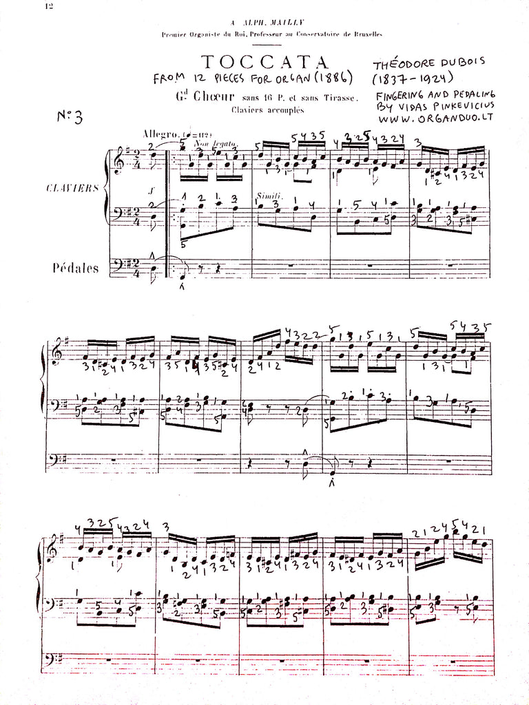 Dubois Toccata with Fingering and Pedaling