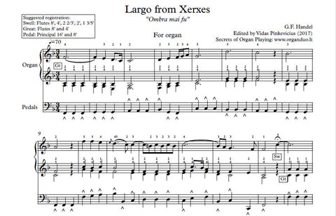 Handel Largo With Fingering And Pedaling