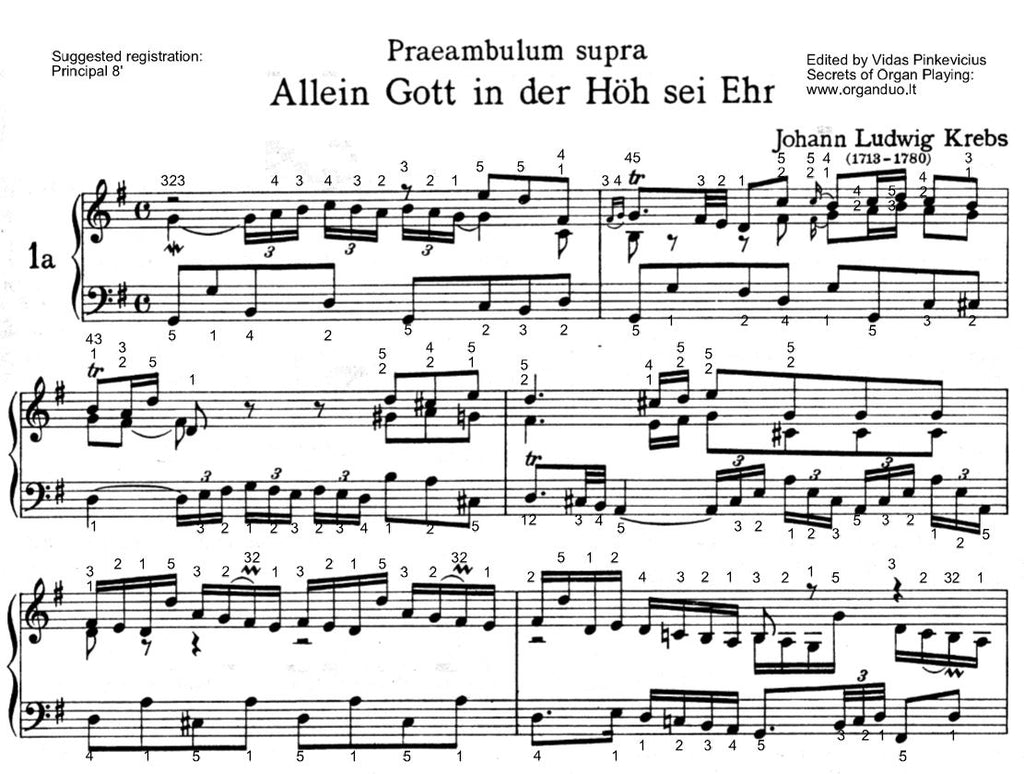 Krebs Allein Gott with fingering