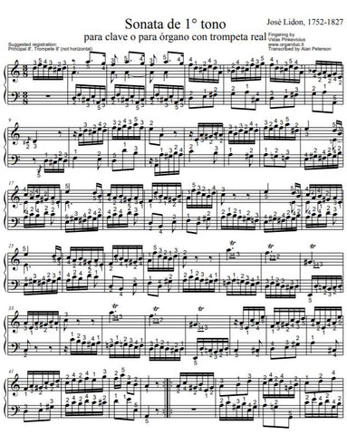 Sonata on the 1st Tone by Jose Lidon with complete fingering