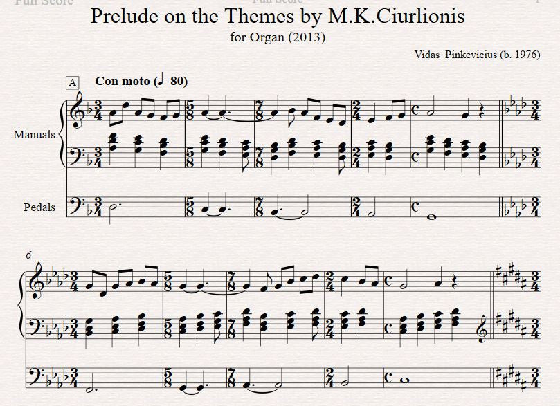 Op. 10: Prelude on the Themes by M.K. Ciurlionis (2013) by Vidas Pinkevicius