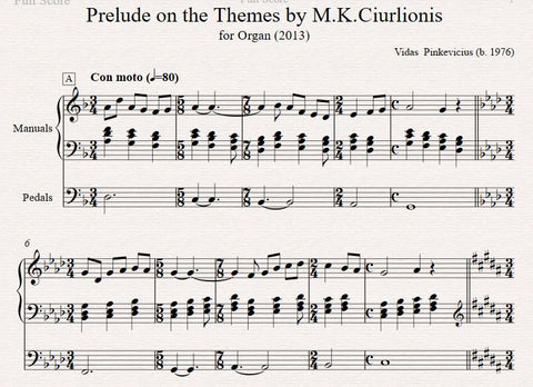 Op. 10: Prelude on the Themes by M.K. Ciurlionis (2013) by Vidas Pinkevicius