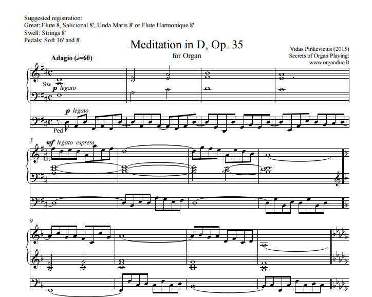 Op. 35 Meditation in D (2015) by Vidas Pinkevicius