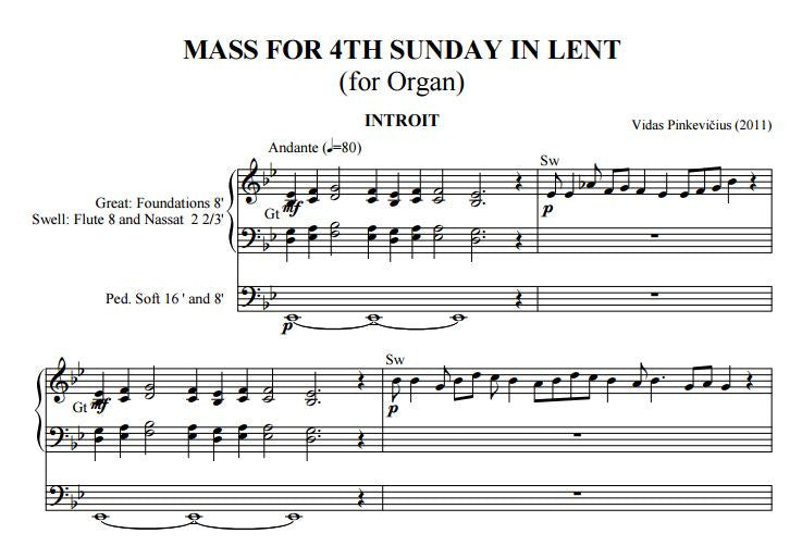 Op. 6: Mass for the 4th Sunday in Lent by Vidas Pinkevicius