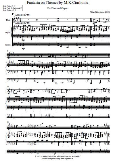 Op. 11: Fantasia on the Themes by M.K. Ciurlionis for Flute and Organ (2013) by Vidas Pinkevicius