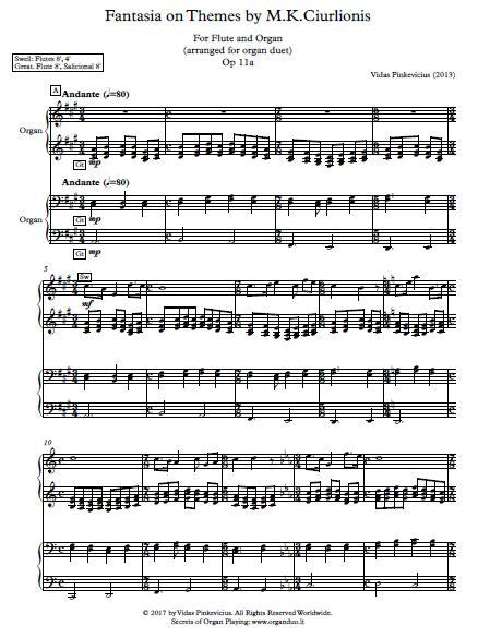 Op. 11a: Fantasia on the Themes by M.K. Ciurlionis (2013) for Organ Duet by Vidas Pinkevicius