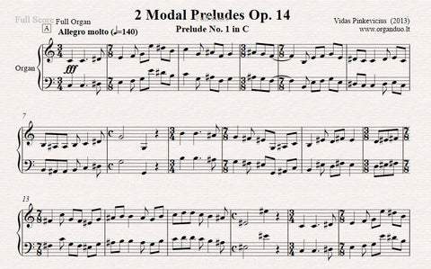 Op. 14: 2 Modal Preludes (2013) by Vidas Pinkevicius