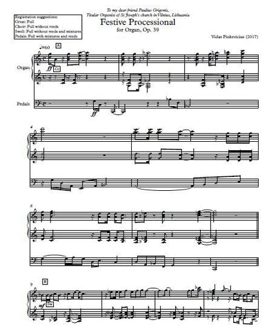 Op 39: Festive Processional for Organ (2017) by Vidas Pinkevicius