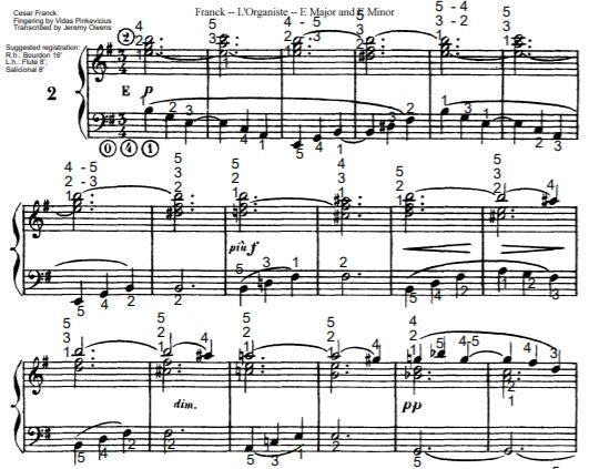 Piece in E Minor from L'Organiste by Cesar Franck with Fingering