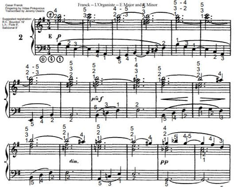 Piece in E Minor from L'Organiste by Cesar Franck with Fingering