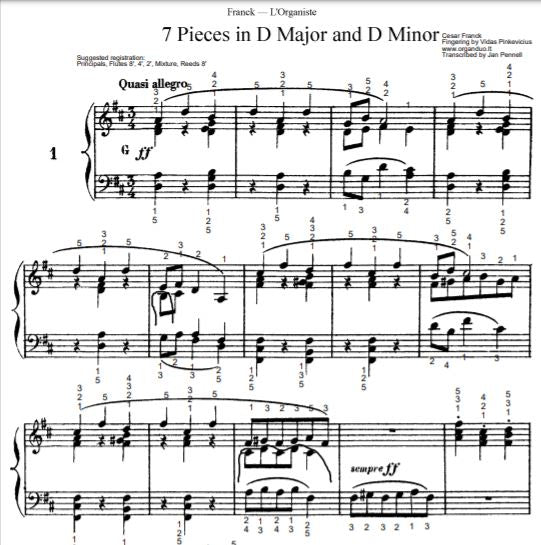Quasi allegro in D Major from L'Organiste by Cesar Franck with Fingering