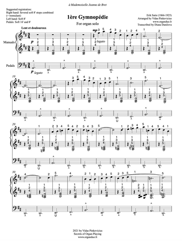 1ère Gymnopedie by Erik Satie with fingering and pedaling