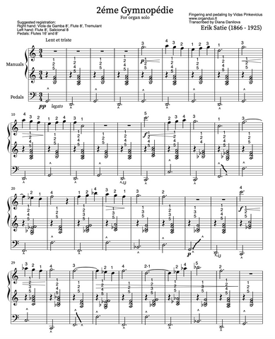 2ème Gymnopedie by Erik Satie with fingering and pedaling