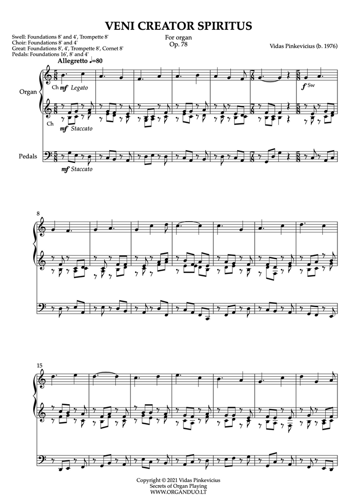 Veni Creator Spiritus, Op. 78 (2021) by Vidas Pinkevicius