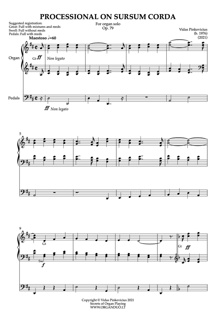 Processional on Sursum Corda, Op. 79 (2021) by Vidas Pinkevicius