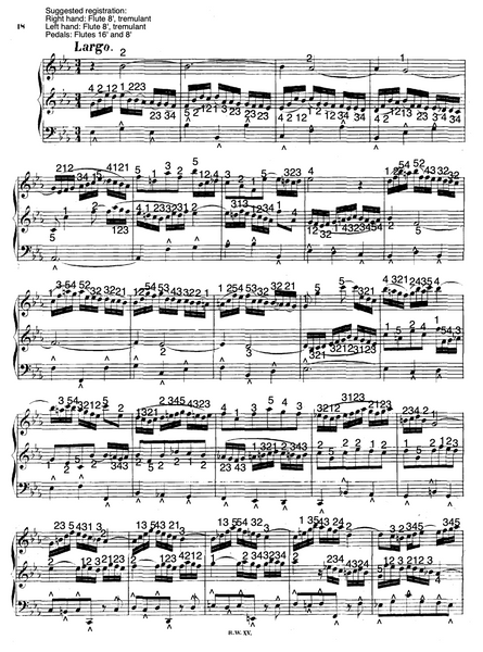 Trio Sonata No. 2 in C Minor, BWV 526 by J.S. Bach with fingering and pedaling