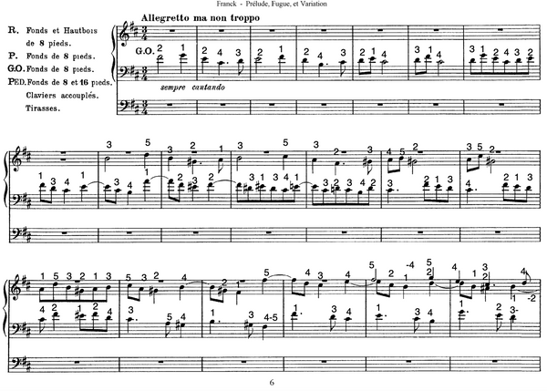 Prelude, Fugue and Variation, Op. 18 by Cesar Franck with Fingering and Pedaling