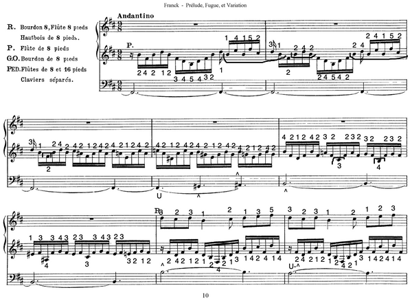 Prelude, Fugue and Variation, Op. 18 by Cesar Franck with Fingering and Pedaling