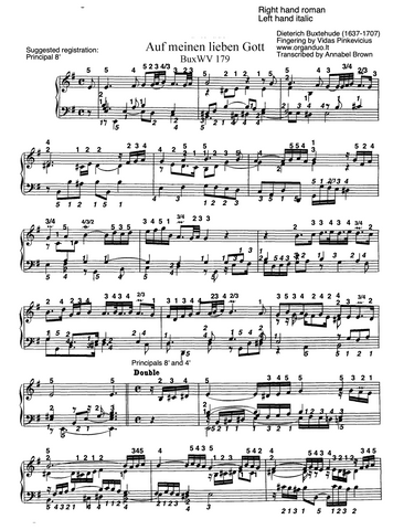 Auf meinen lieben Gott, BuxWV 179 by Dieterich Buxtehude with Fingering