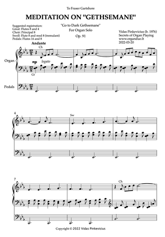 Meditation on "Gethsemane", Op. 91 (Organ Solo) by Vidas Pinkevicius (2022)