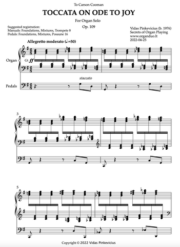 Toccata on Ode to Joy, Op. 109 (Organ Solo) by Vidas Pinkevicius (2022)