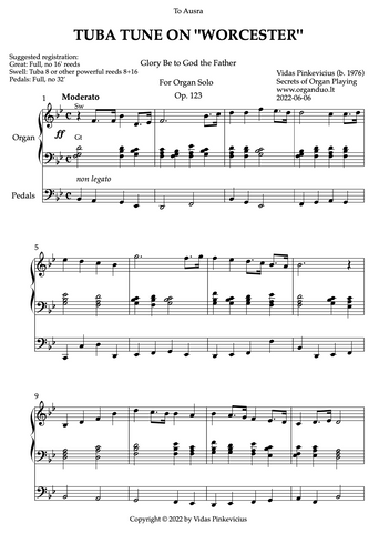 Tuba Tune on "Worcester", Op. 123 (Organ Solo) by Vidas Pinkevicius