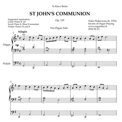 St John's Communion, Op. 135 (Organ Solo) by Vidas Pinkevicius (2022)
