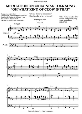 Meditation on Ukrainian Folk Song "Oh What Kind of Crow Is That", Op. 141 by Vidas Pinkevicius