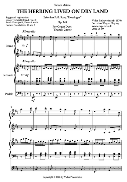 The Herring Lived on Dry Land, Op. 149 (Organ Duet) by Vidas Pinkevicius (2022)