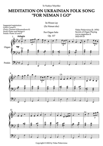 Meditation on Ukrainian Folk Song "For Neman I Go", Op. 117 (Organ Solo) by Vidas Pinkevicius